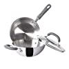 Meyer Trivantage Nickel Free Stainless Steel 3 Piece Cookware Set | Triply Cookware Set with Heavy Bottom | Induction base cookware set - 20cm Frying Pan + Kadai with Interchangeable Lid, Silver