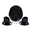 Golden Fish Marble Printed Melamine Full Size Dinner Plates; Small Size Starter Plates & Veg. Bowl (Black; Set of 24)
