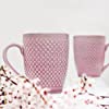The Earth Store 'Purple Check' Coffee Mug Set of 2 Ceramic Mugs to Gift to Best Friend Tea Mugs Coffee Mugs Microwave Safe Coffee Mugs Ceramic Tea Cups
