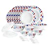 Larah by Borosil Speckle Silk Series Opalware 35 Pieces Dinner Set, Opal Glass Dinner Plates & Bowls, Crockery Set for Dining