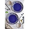 Crock Comforts- Handmade Stoneware Royal Blue Plate Dinner Set Ceramic (10 inch) with Free Dining Bowl(4 inch Diameter)-Set of 2(Blue,Microwave & Dishwasher Safe, CC- RB2)