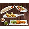 DECOR VIBES Melamine Serving Platter Combo with 2 dip Bowl for French Fries, Momos, Rolls Dessert and Snacks Serving/Tray (Marbale White, Combo of 6 Pcs)