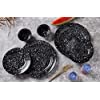 Crock Comforts- Black Marble Look Dinner Set Ceramic Including Dinner Plates (10 inch) with Quarter Plate (7 inch) and Free Bowl (4 inch) -(Black, Set of 2, Microwave & Dishwasher Safe)
