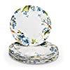 KONVIO Melamine Dinner Full Size Plates Set of 6, Unbreakable Plates (6 Pieces, 11 inches) (Floral - White)