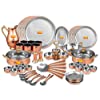 Shiv Shakti Arts® Stainless Steel Copper Dinner Set | Thali Set, 63 Pieces | Tim - Tim Royal Hammer Design