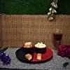 Caffeine Ceramic Handmade Red & Black Combo Dinner Set (3 pcs.)