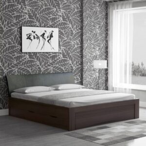 Shinju King Size Upholstered Bed Drawer Storage In Wenge Finish