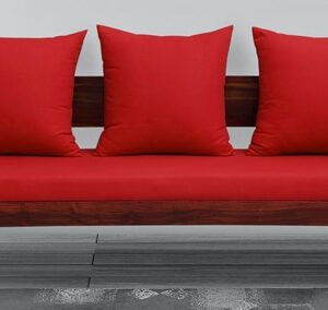 Siramika Solid Wood 3 Seater Sofa In Honey Oak Finish